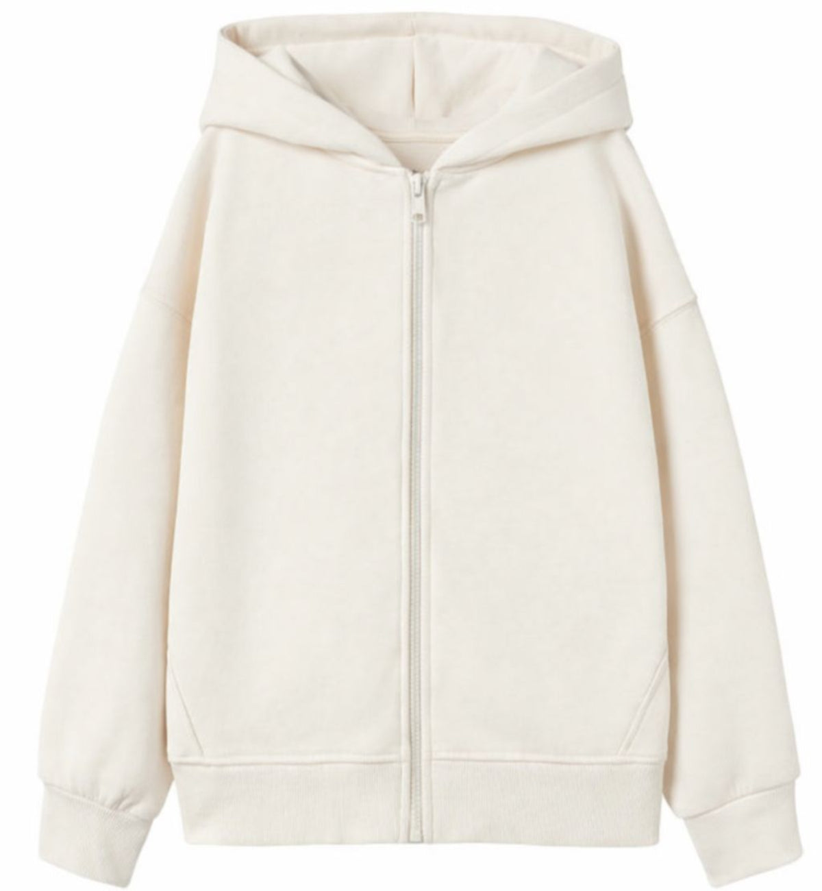 Cream Zipper Hoodie